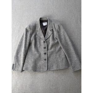 Vintage Talbots Wool Blazer Jacket Womens Size 12P Gray Business Office Wear Y2K
